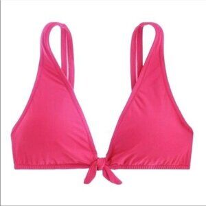 J. Crew Tie front Bikini Top in Fuchsia Bloom Size Small NWT